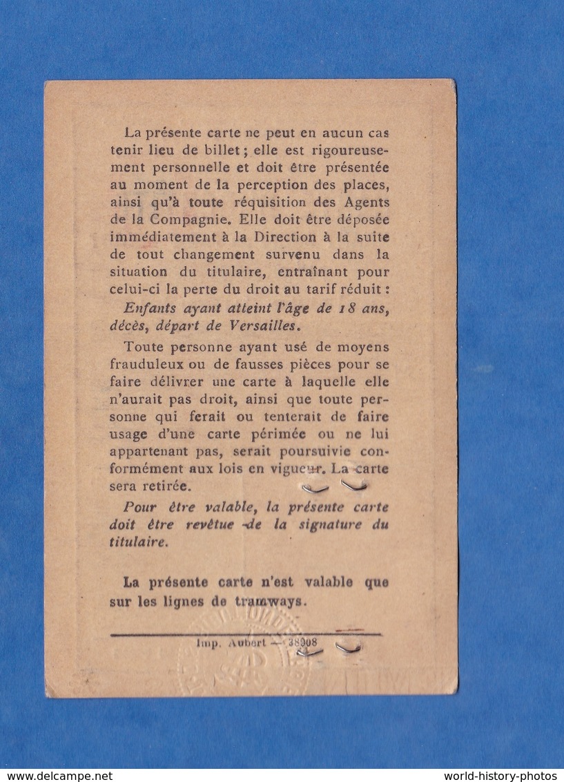 Carte Ancienne D'identité Donnant Droit Au Tarif Réduit - VERSAILLES - Tramway Electrique Chemin De Fer - 1942 - Autres & Non Classés