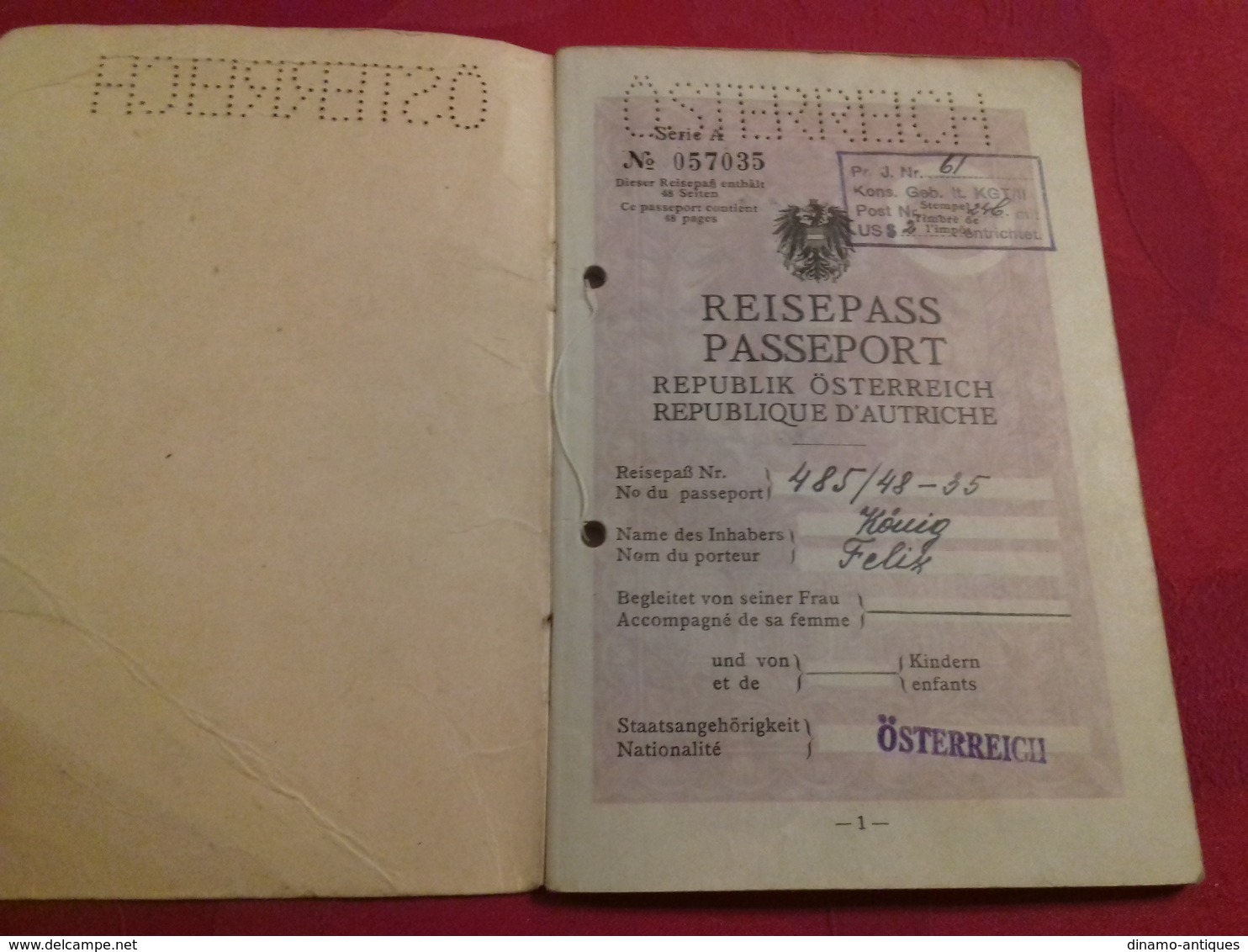 1948 Austria Passport Passeport Reisepass Issued In Shanghai China  For A Jewish Immigrant For His Travel Back Home - Historische Dokumente