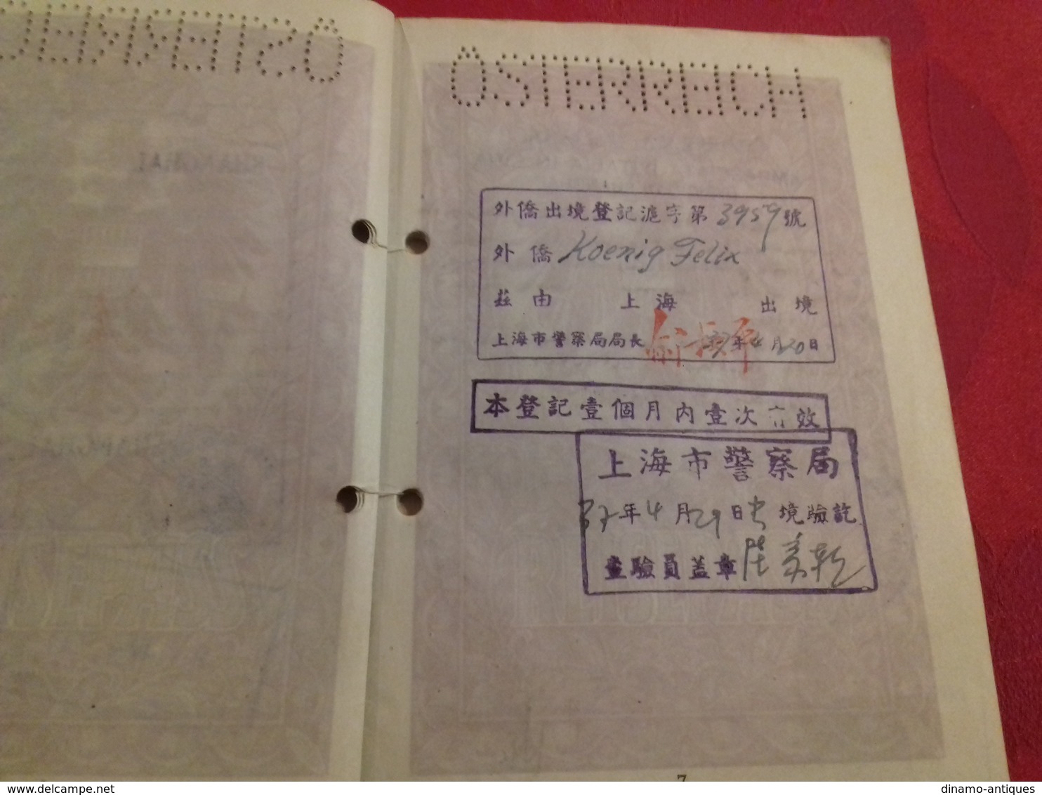 1948 Austria Passport Passeport Reisepass Issued In Shanghai China  For A Jewish Immigrant For His Travel Back Home - Historische Dokumente