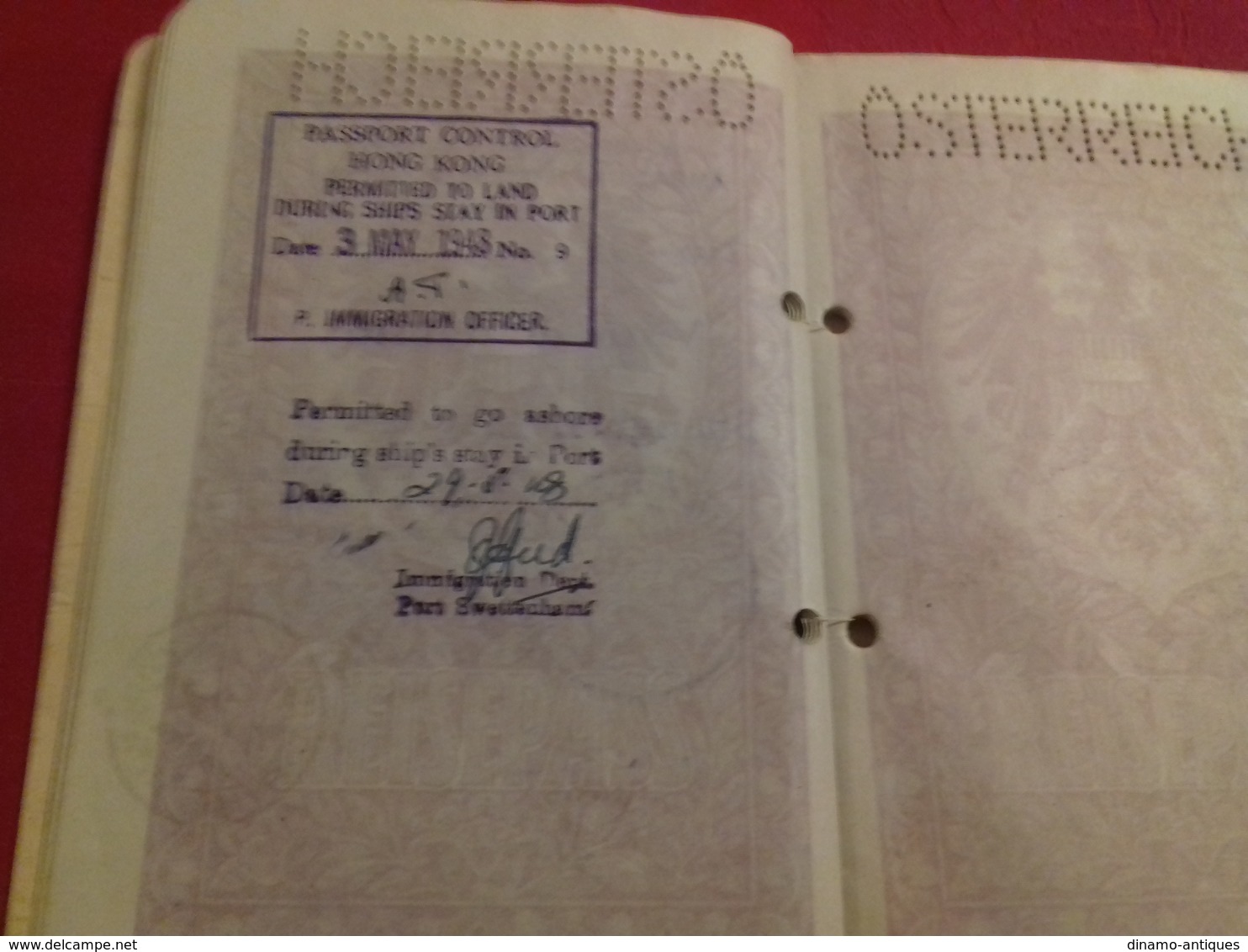 1948 Austria passport passeport reisepass issued in Shanghai China  for a Jewish immigrant for his travel back home