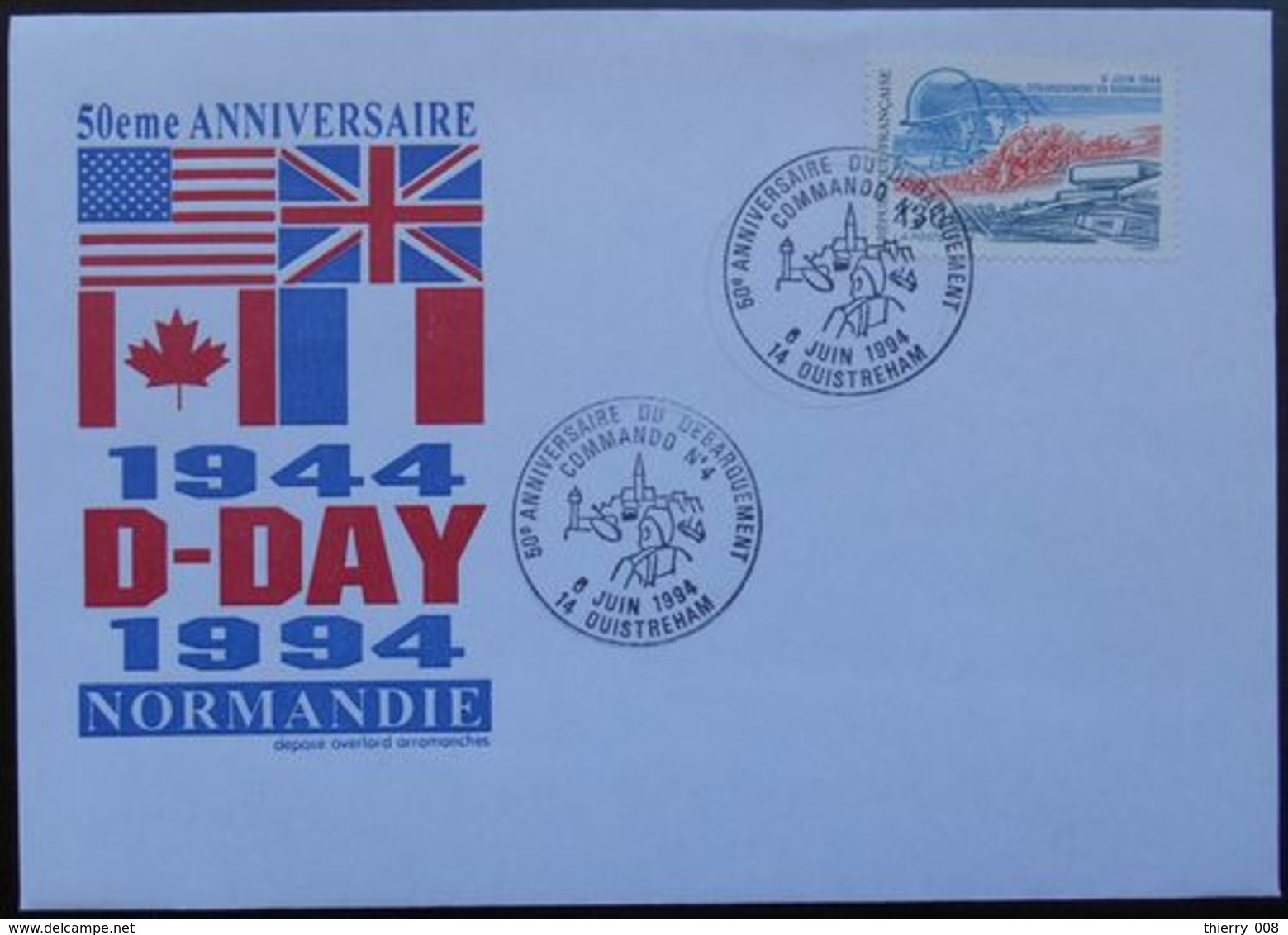 O71 Cachet Temporaire Ouistreham 14 Calvados 50 Anniversaire Du Débarquement Commando 4 6 Juin 1994 - Cachets Commémoratifs