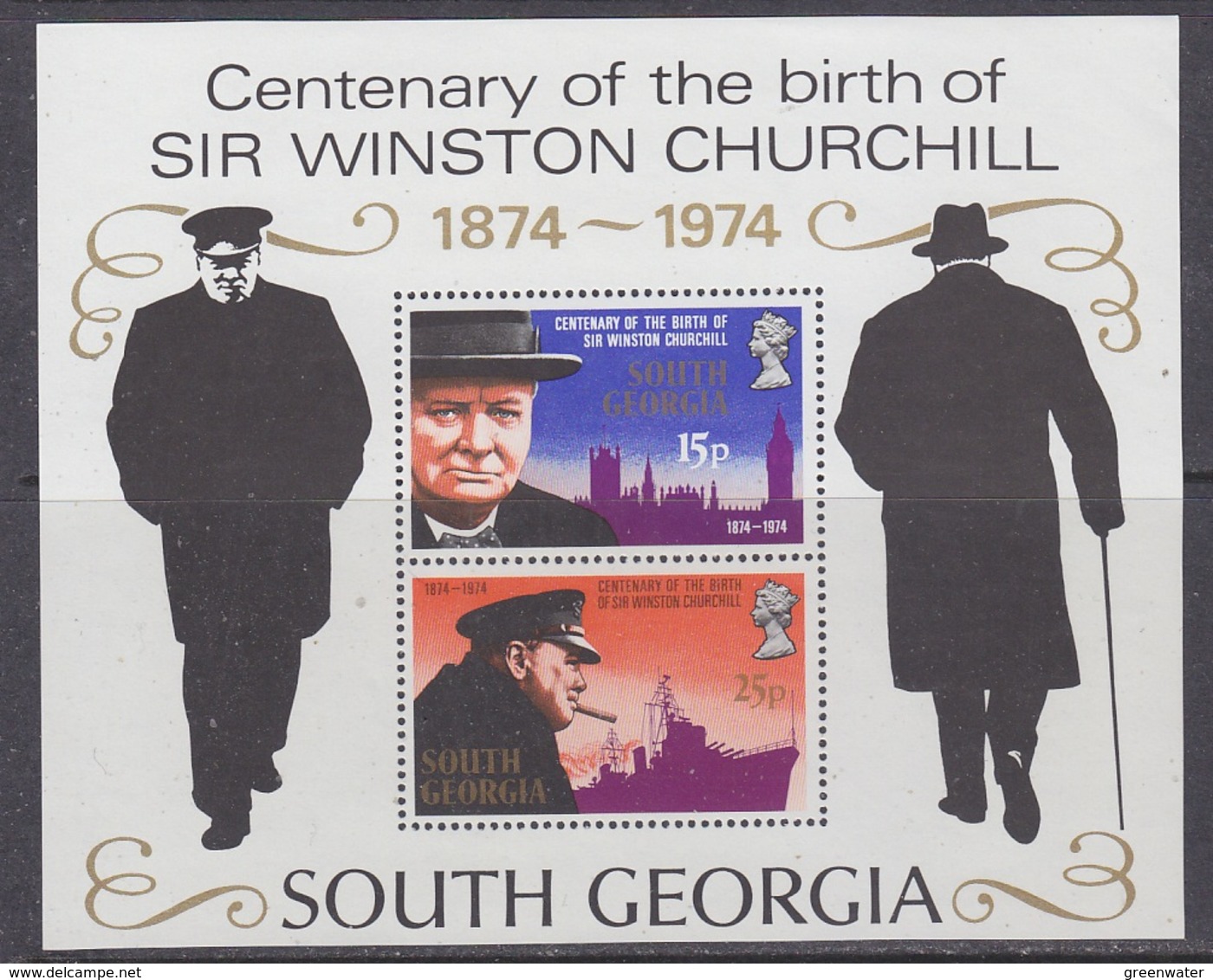 South Georgia 1974 Sir Winston Churchill M/s  ** Mnh (41257A) - Zuid-Georgia