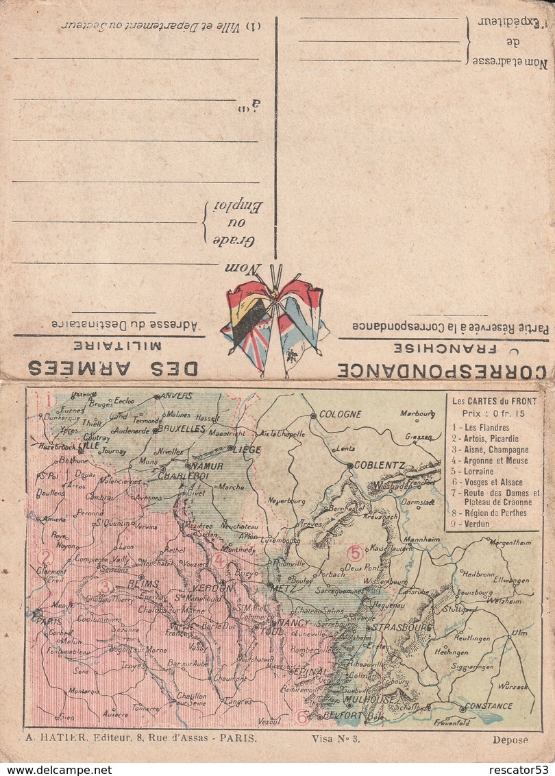 Rare Lettre Correspondances Aux Armées Avec Carte Du Front Artois Et Picardie - 1914-18