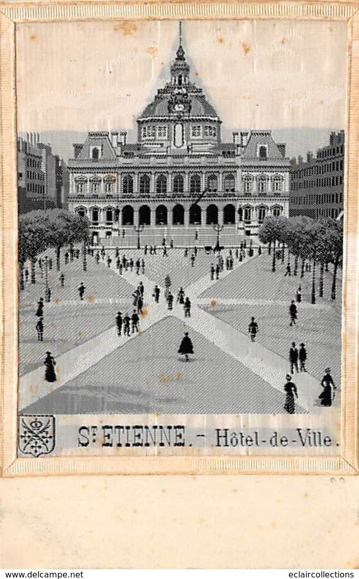 Saint Etienne   42     Hôtel De Ville . Carte Tissée Sur Soie  (Voir Scan) - Saint Etienne