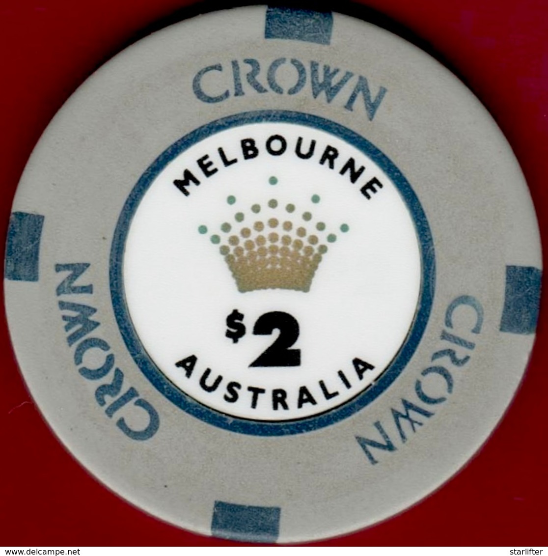 $2 Casino Chip. Crown, Melbourne, Australia. I01. - Casino