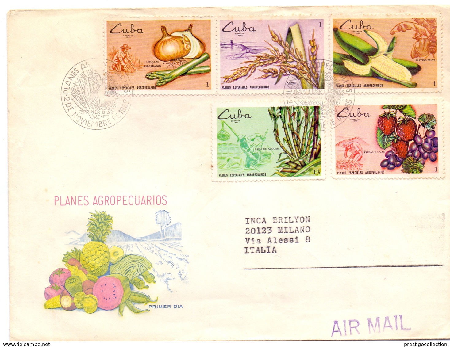 CUBA FDC VEGETABLES  AIR MAIL MAXI FORMAT. COVER    (NOV180018) - Agricultura