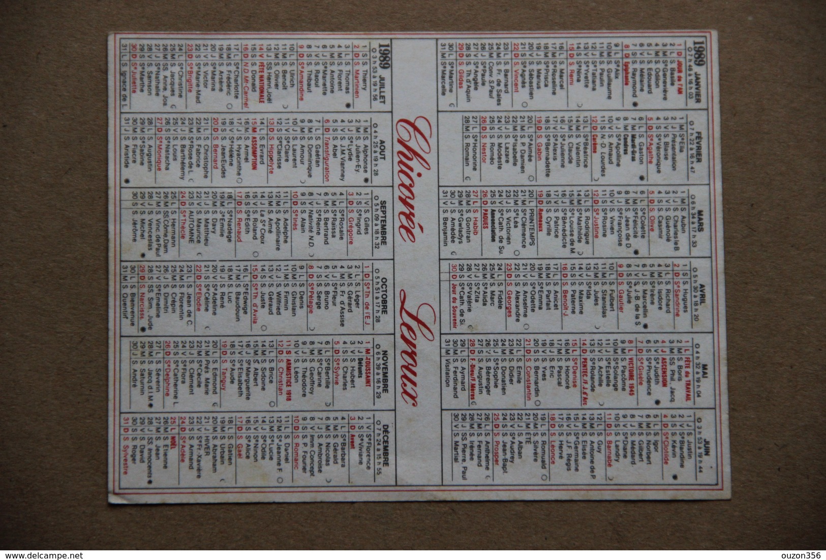 Calendrier 1989 Chicorée Leroux - Petit Format : 1981-90