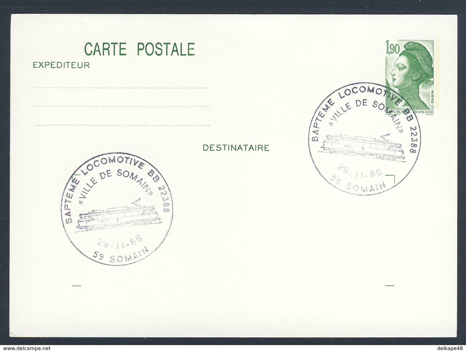 France Rep. Française 1986 Card / Karte / Carte - Bapteme Locomotive BB 22388 / Tauf Lokomotive - Treinen