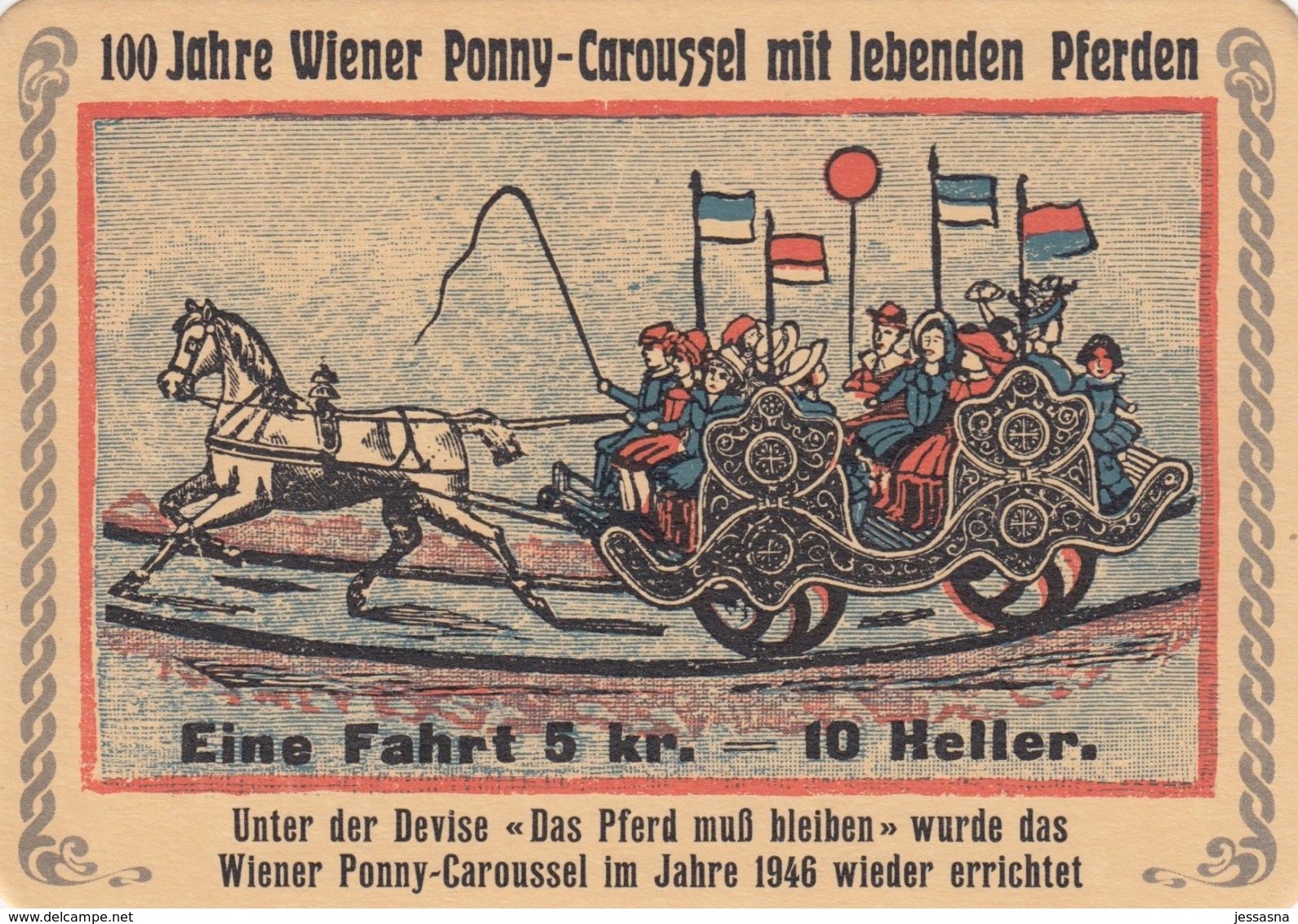 AK - Wien, K.k. PRATER - 100 Jahre Wiener Ponny-Caroussel Mit Lebenden Pferden 1946 - Altri & Non Classificati