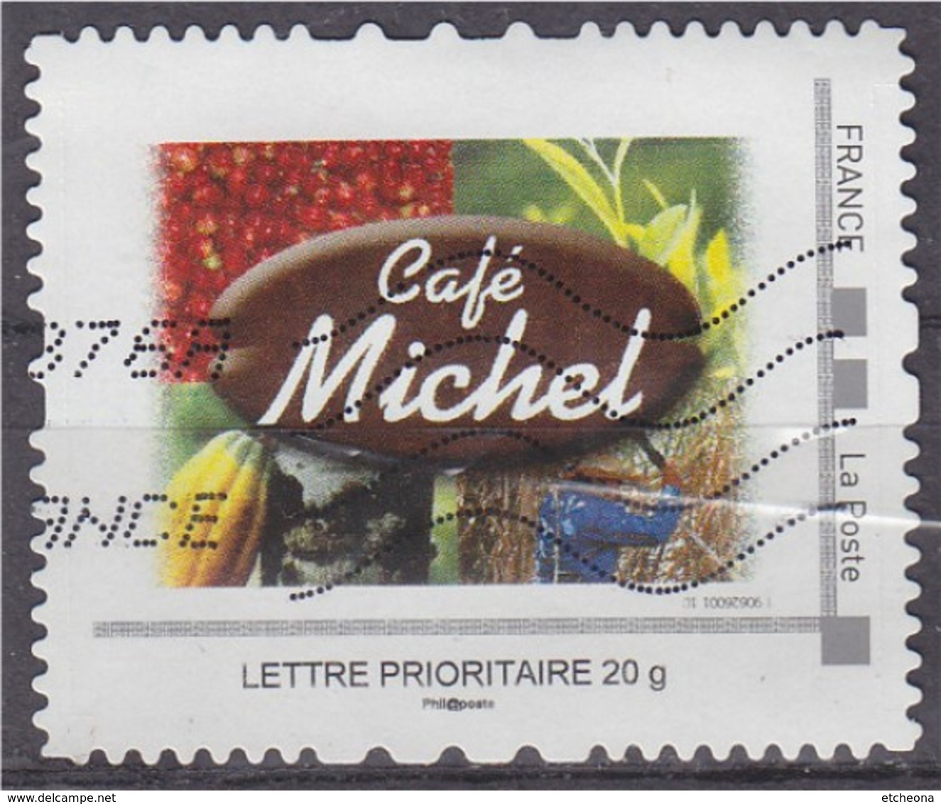 = MonTimbraMoi Café Michel Lettre Prioritaire 20g Cadre Philaposte Oblitéré, Avec Une Carte D'accompagnement - Sonstige & Ohne Zuordnung