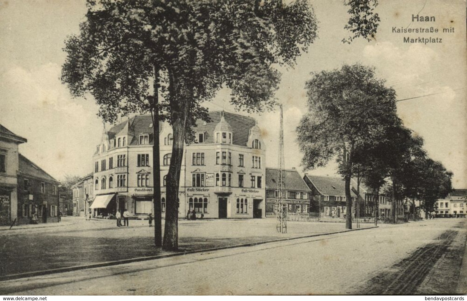 HAAN, Rhld., Kaiserstrasse Mit Marktplatz, Café Stocker (1910s) AK - Haan