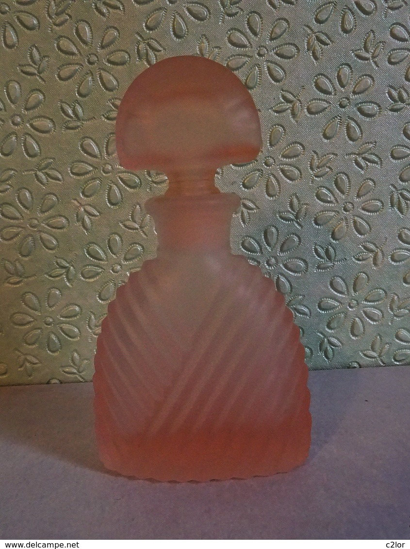 Petit Flacon  Rechargeable "Françoise Saget" En Verre Givré Rose VIDE - Flacons (vides)