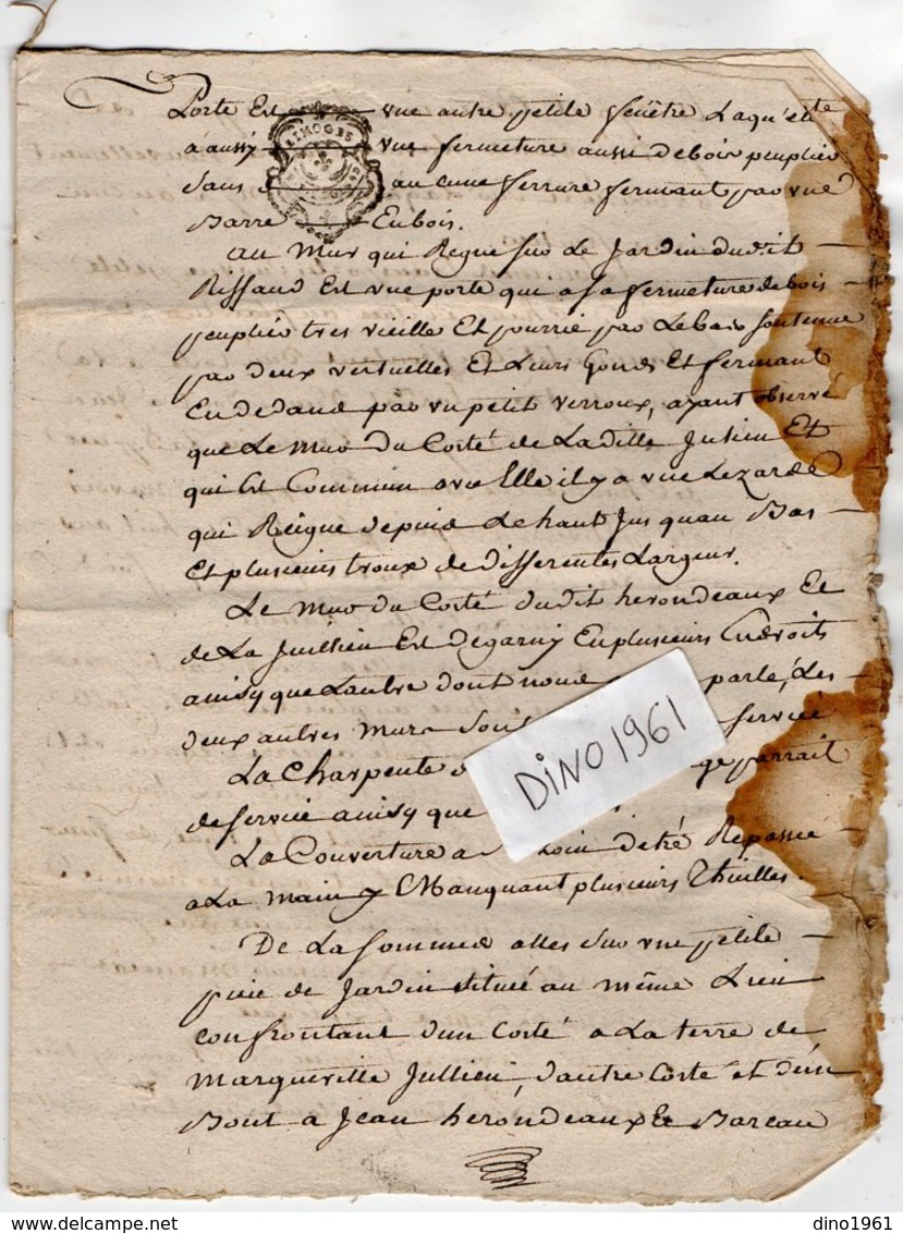 VP13.325 - Cachet Généralité De LIMOGES - ANGOULEME - Acte De 1788 Concernat Mr REFFAUD à RUELLE SUR TOUVRE - Gebührenstempel, Impoststempel