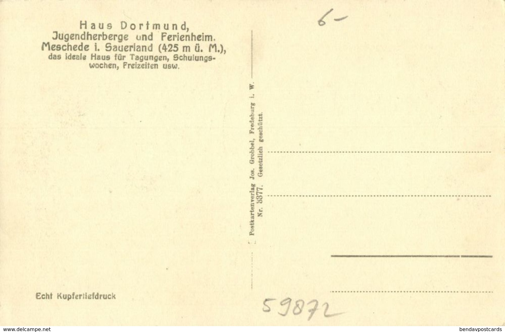 MESCHEDE I. Sauerland, Jugendherberge Und Ferienheim "Haus Dortmund" (1920s) AK - Meschede