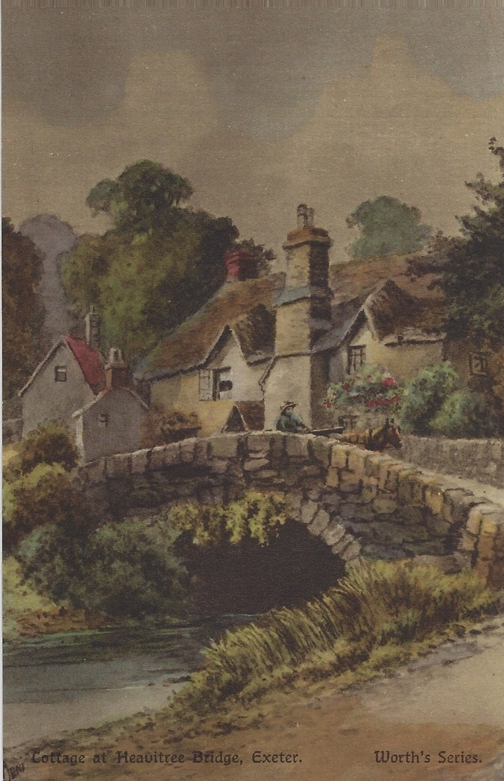 Cottage At Heavitree Bridge, Exeter Devon Postcards, Worth's Series Circa 1900 - 1910. - Exeter