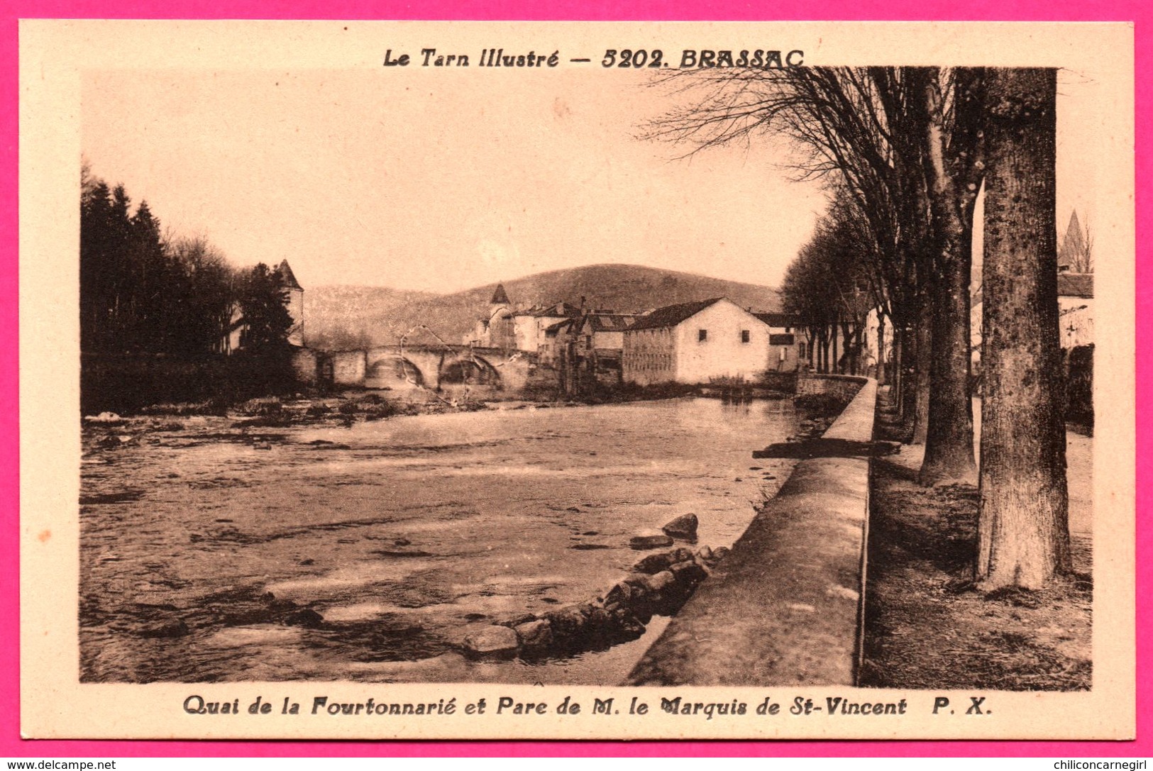 Brassac - Quai De La Fourtonnarié Et Parc Marquis De Saint Vincent - Phototypie TARNAISE - Brassac