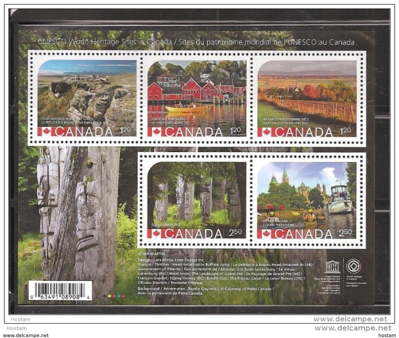 CANADA 2014, #2739, UNESCO World Heritage Sites  3USA  Stamps & 2 International Stamps  SS MNH - Blocs-feuillets