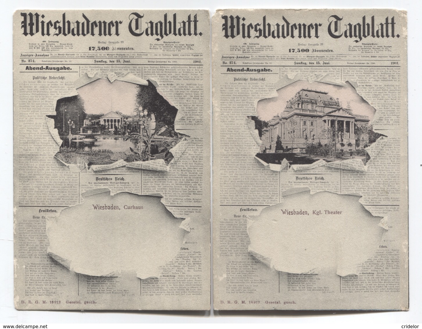 ALLEMAGNE - WIESBADENER TAGBLATT - 2 CARTES - VOIR ZOOM - Wiesbaden