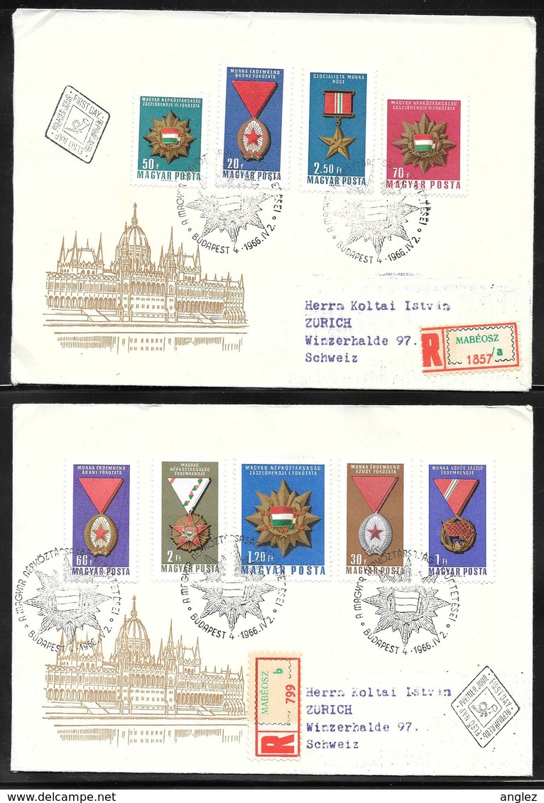 Hungary - 1966 Medals On 2 Registered FDC - Budapest Pictorial Postmark - FDC