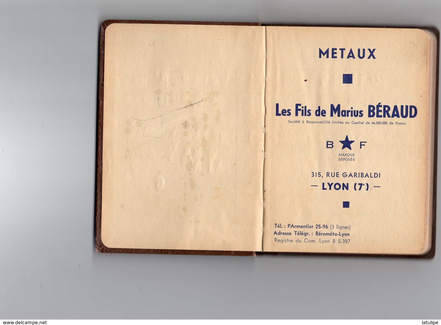 Carnet  B-F Des Ets Fils De Marius BERAUD A LYON--220 Pages Dont 18 Pages De Documentation Sur Les Matières -neuve - Carnets D'Adresses