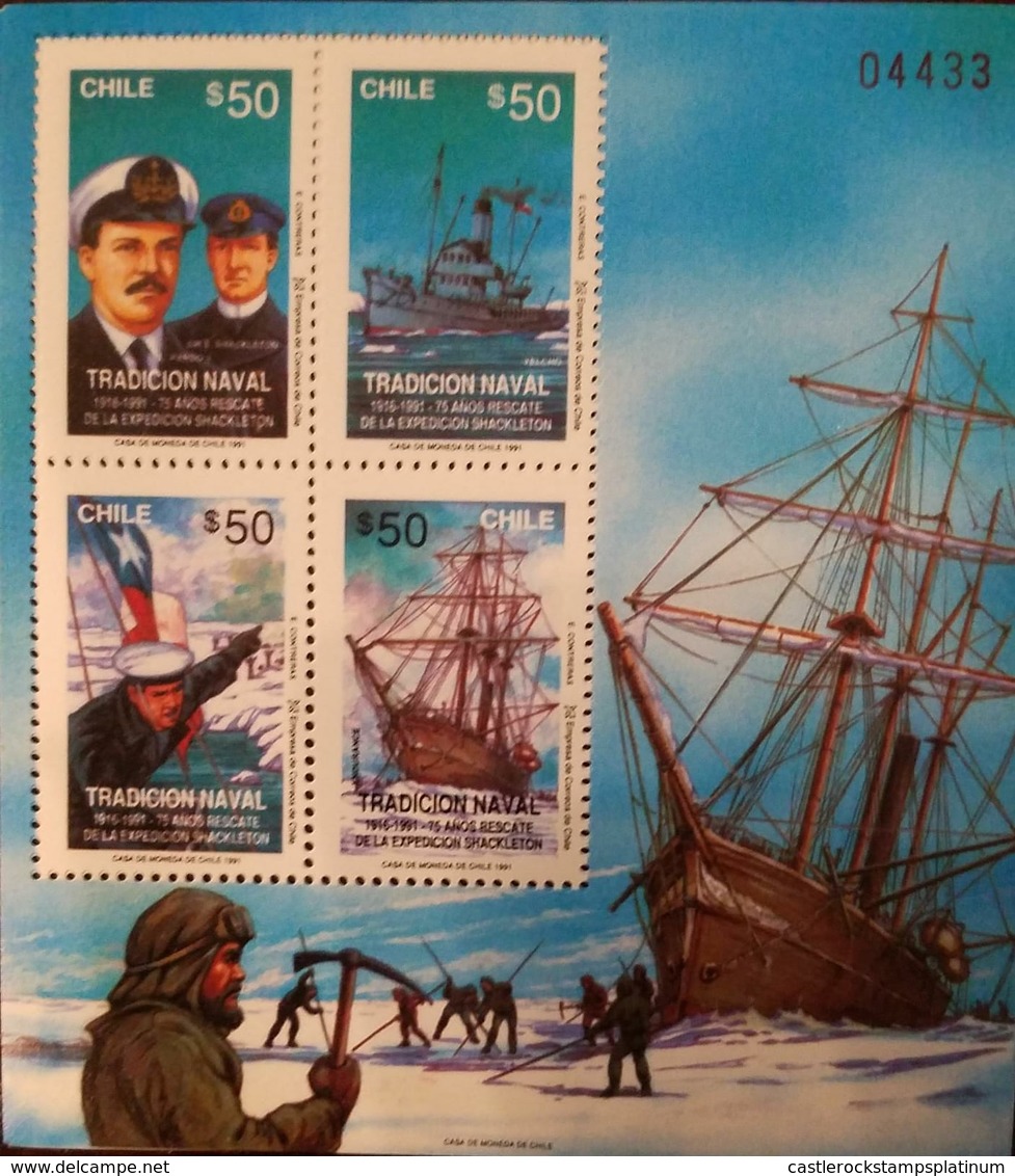 O) 1991 CHILE, RESCUE OF SHACKLETON EXPEDITION-LUIS PARDO-SIR ERNEST SHACKLETON-RESCUE SHIP-YELCHO -SAILOR PONTING TO SU - Chile