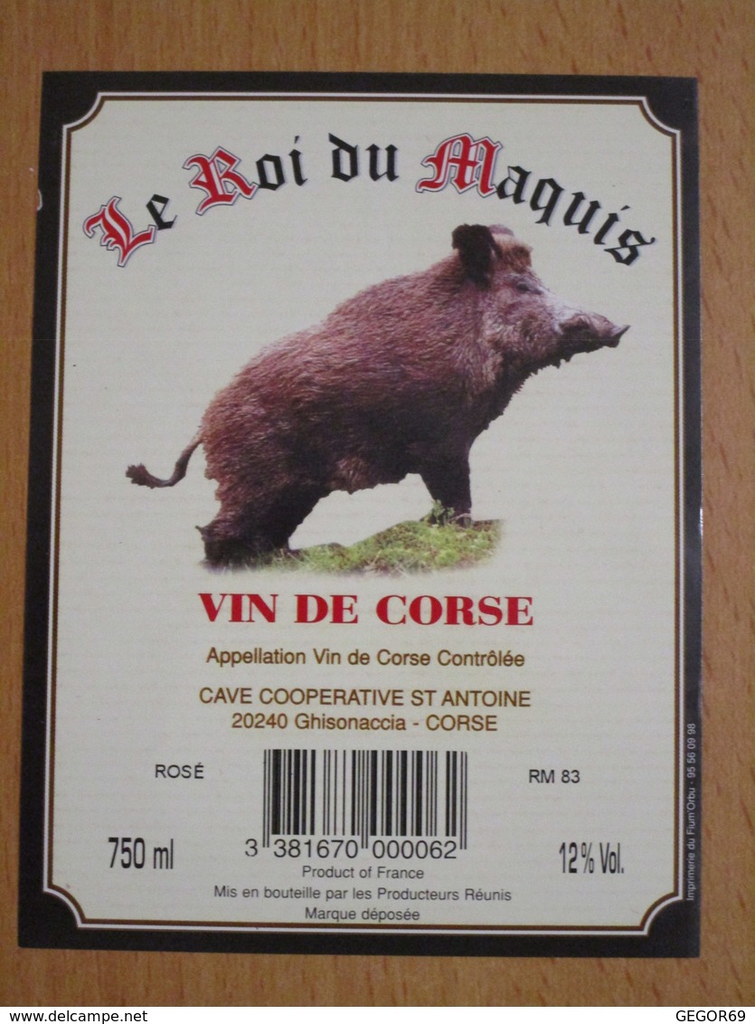 ETIQUETTE VIN DE CORSE LE ROI DU MAQUIS - Rouges