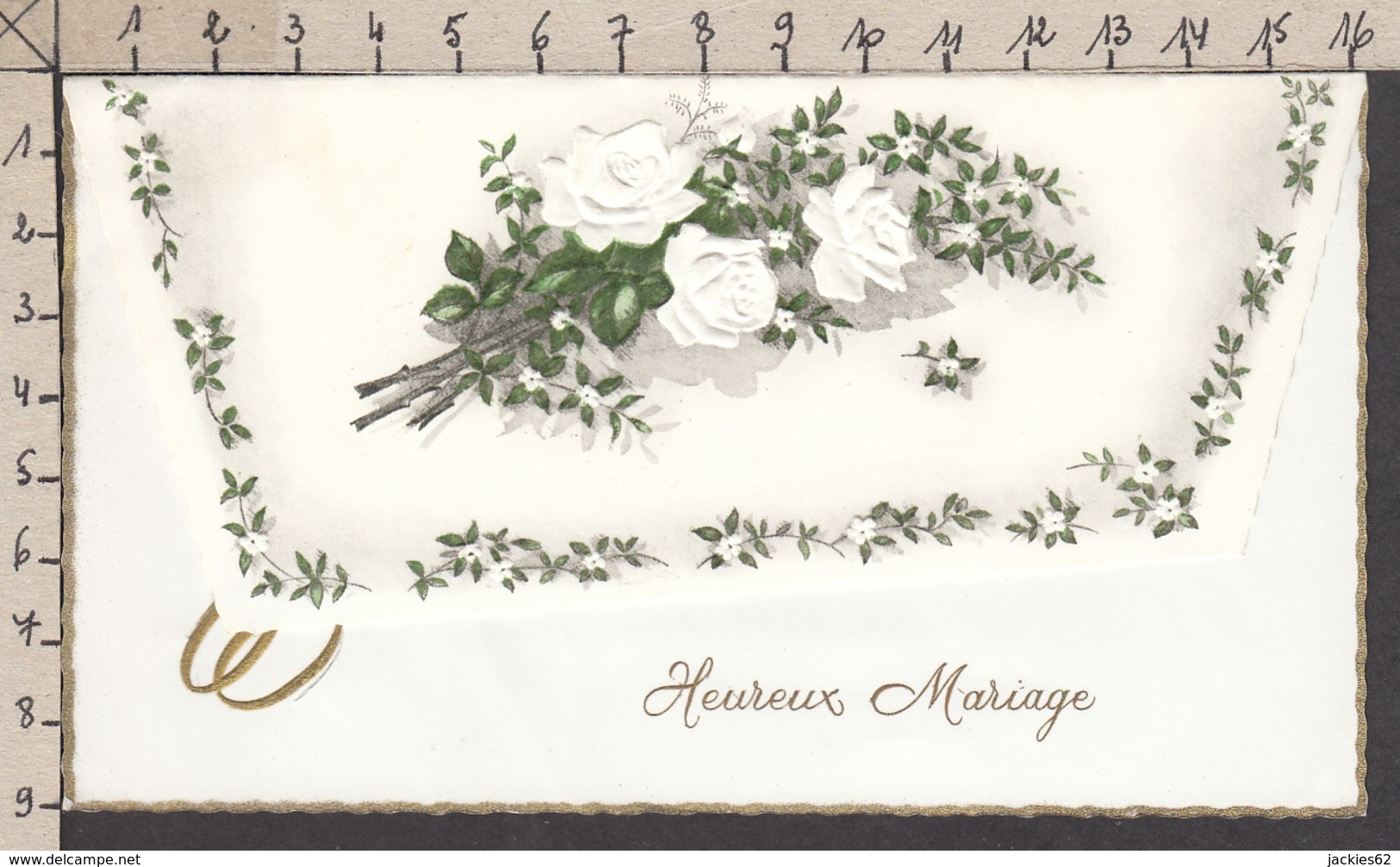 96829GF/ MARIAGE, Roses, Gaufrée - Altri & Non Classificati