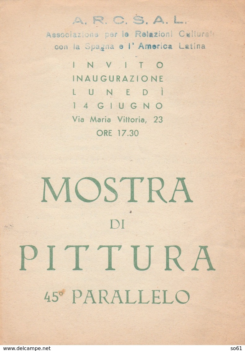 7769 Eb.   Mostra Pittura 45° Parallelo Torino Anni '50 ARCSAL - Programmi