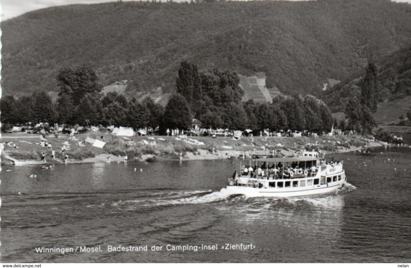 GERMANY-WINNINGEN/MOSEL-BADESTRAND DER CAMPING-INSEL-ZEIHFURT-NON VIAGGIATA- 1950-REAL PHOTO - Mayen