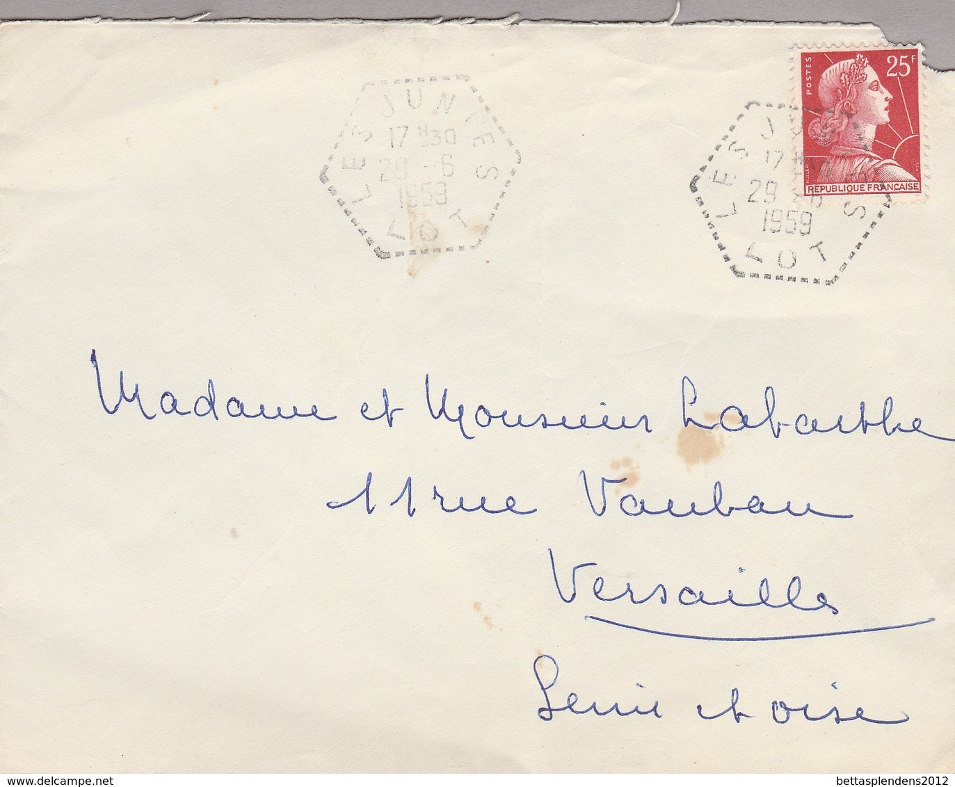 LSC 1959 - Cachet Hexagonal Perlé  - LES JUNIES ( Lot) Sur YT 1011C - 1921-1960: Modern Period