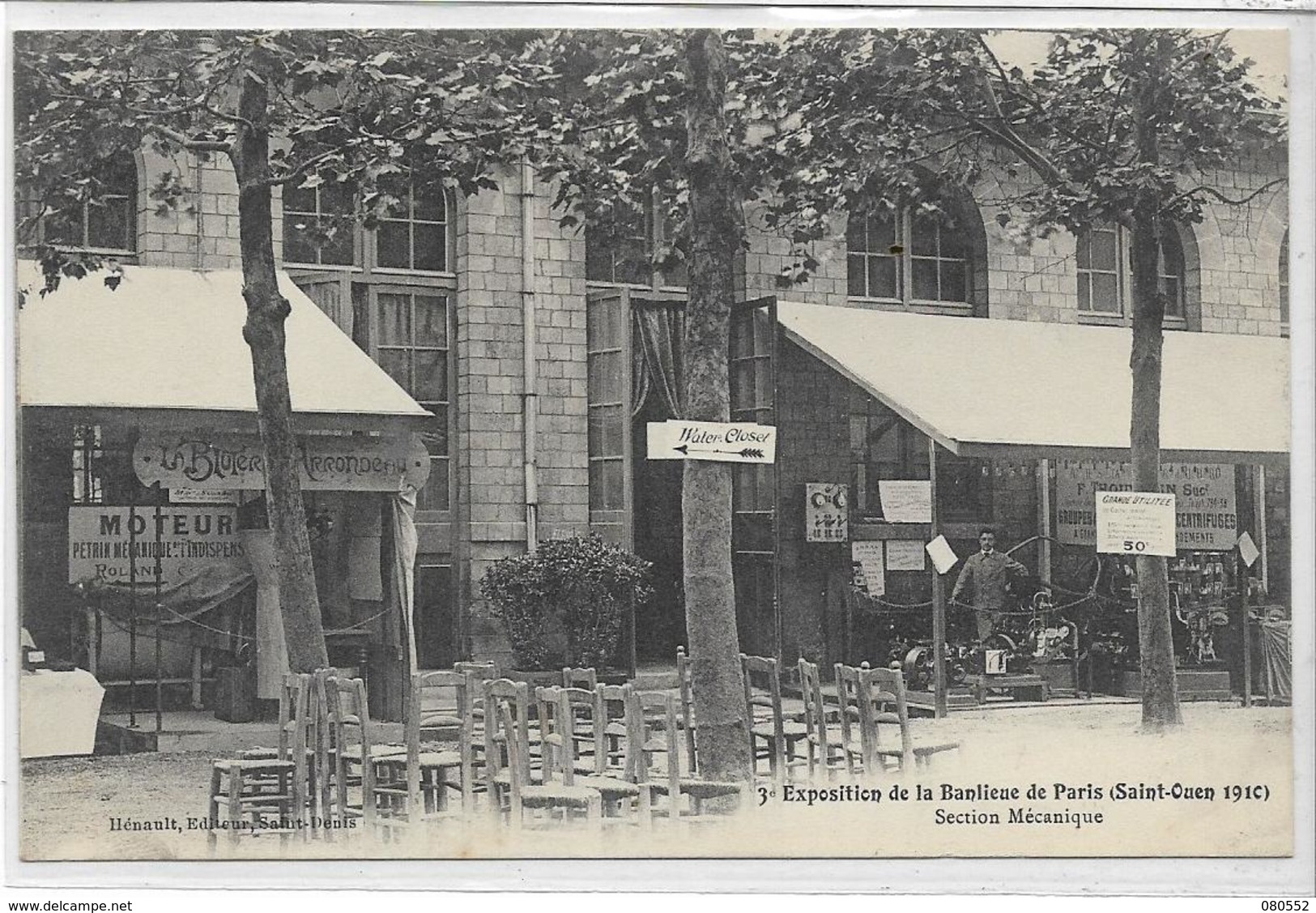 93 SAINT-OUEN . Exposition 1910 , Section Mécanique , édit : Henault Sant-Denis , écrite , état Extra - Saint Ouen