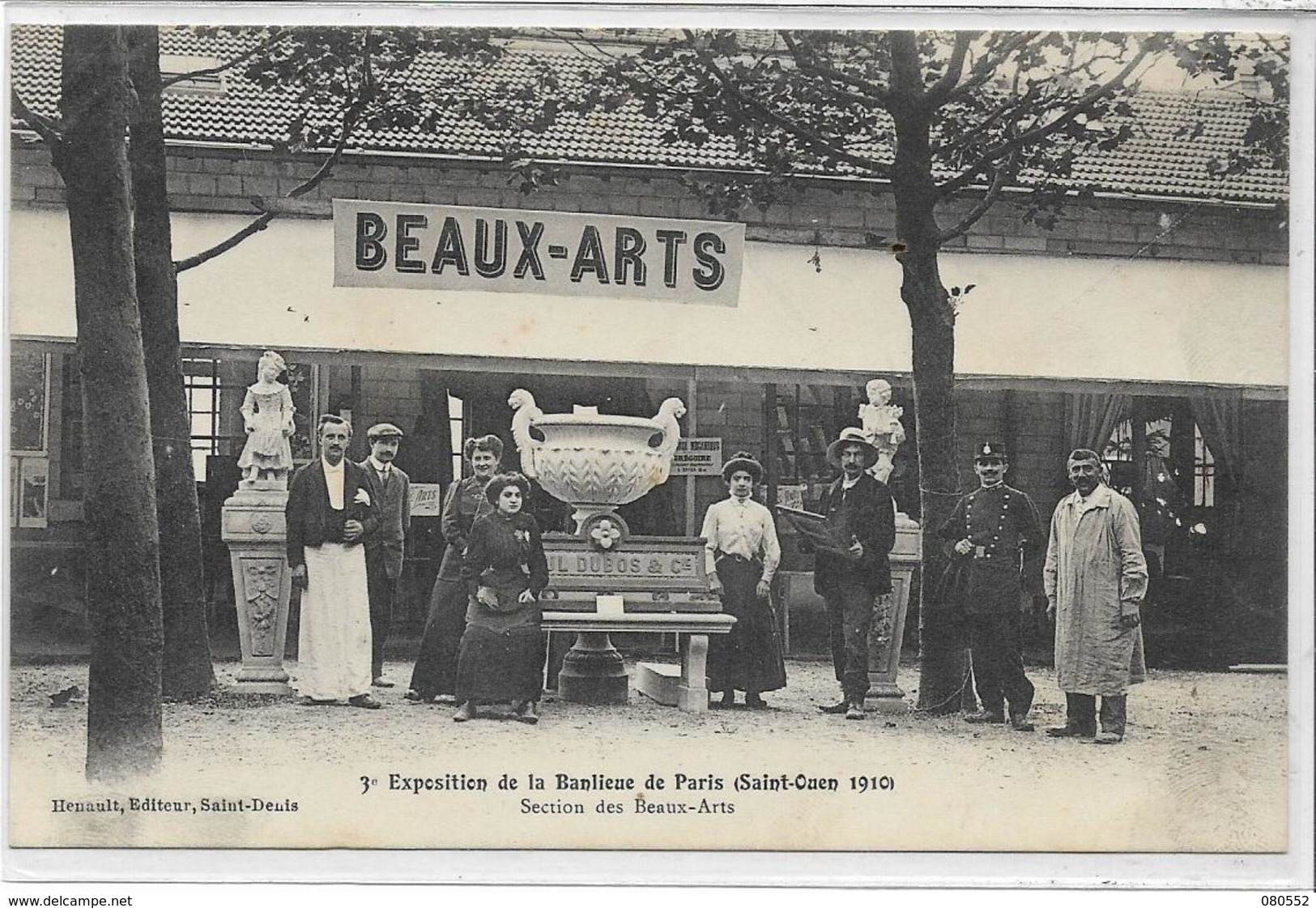 93 SAINT-OUEN . Exposition 1910 , Section Des Beaux-arts , édit : Henault Sant-Denis , écrite , état Extra - Saint Ouen