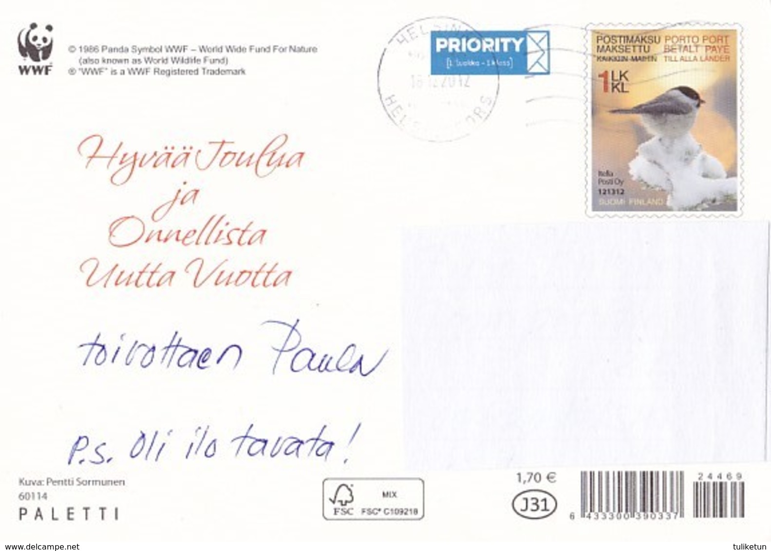 Postal Stationery - Reindeer - Renne - Rendier - Rentier - Renna - Rena - WWF Panda Logo - Suomi Finland - Postage Paid - Entiers Postaux
