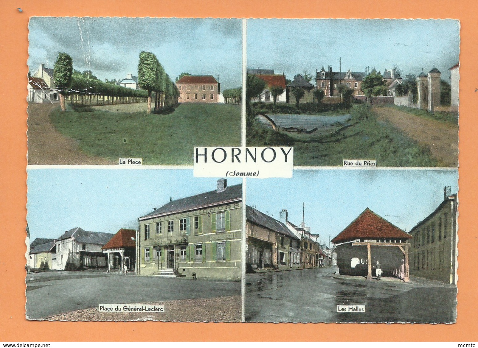CPSM Abîmée , Grand Format - Hornoy  -( Somme)- La Place - Rue Du Priez - Les Halles - Place Du Général Leclerc - Hornoy Le Bourg