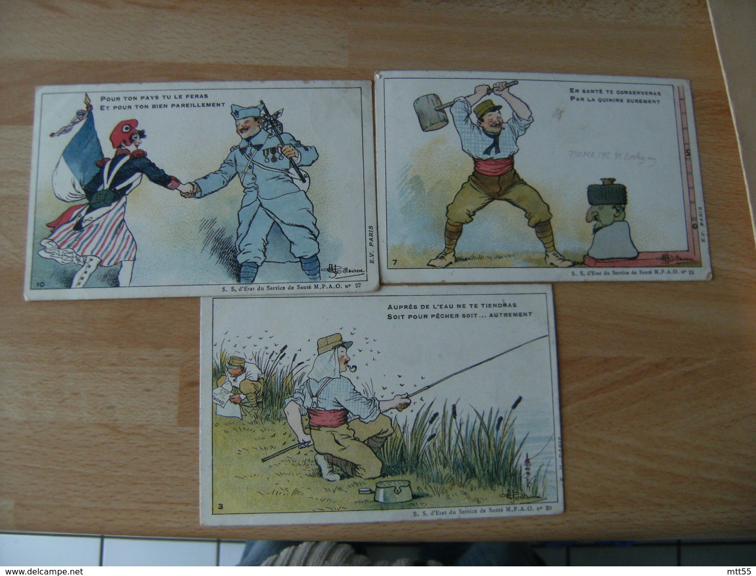 Lot 3 Cartes  Le Moustique Voila L Ennemi Illustrateur Guillaume  Militaria - Autres & Non Classés