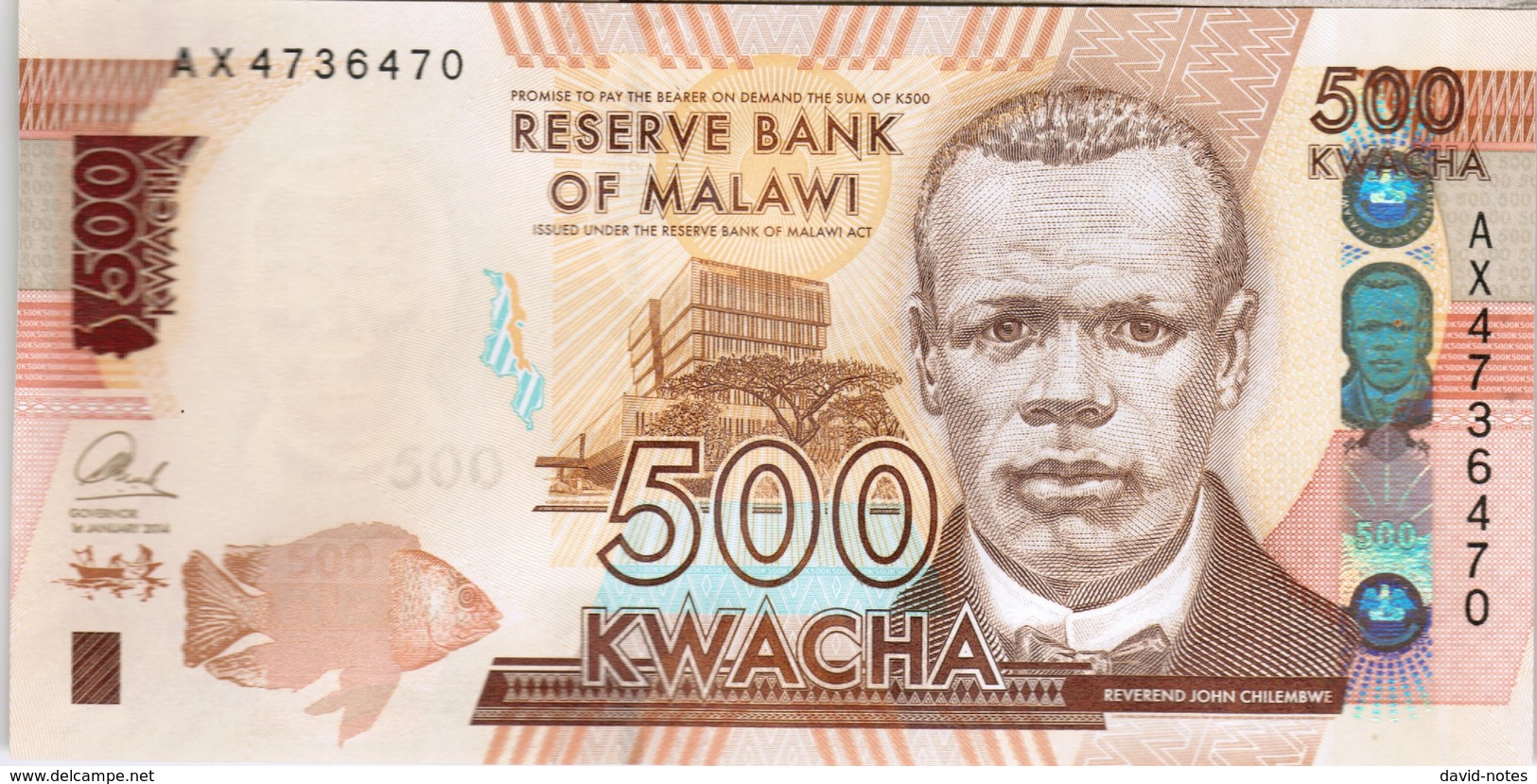 Malawi - Pick 66a - 500 Kwacha 2014 - Unc - Malawi