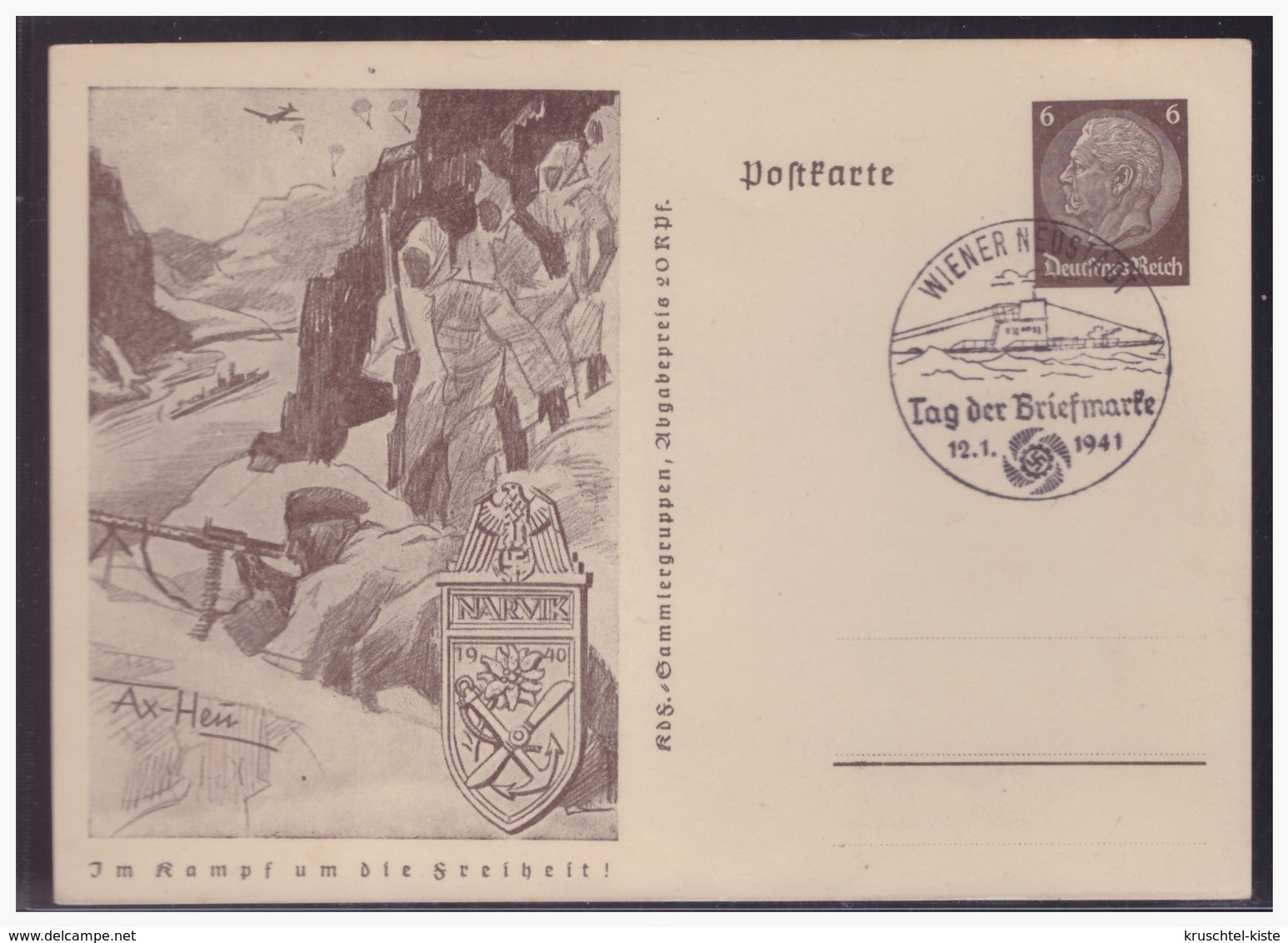 Dt- Reich (005058) Propagandaganzsache P242/03 Gebirgsjäger In Winter., Blanco Gest Wiener Neustadt Mit SST Am 12.1.1941 - Briefe U. Dokumente