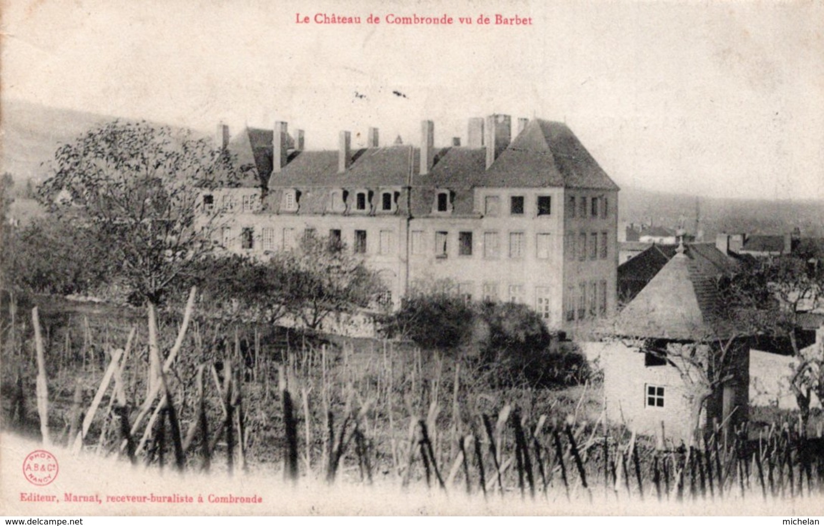 CPA   63   LE CHATEAU DE COMBRONDE VU DE BARBET---1909 - Combronde