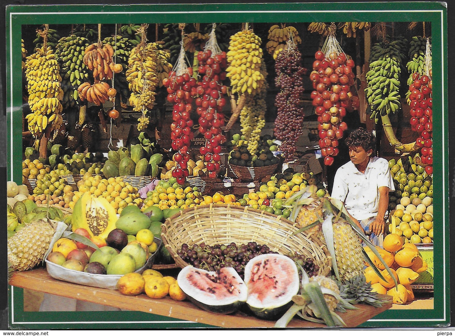 SRI LANKA - VENDITORE DI FRUTTA - FORMATO GRANDE 17X12 - VIAGGIATA 2001 FRANCOBOLLO ASPORTATO - Asien