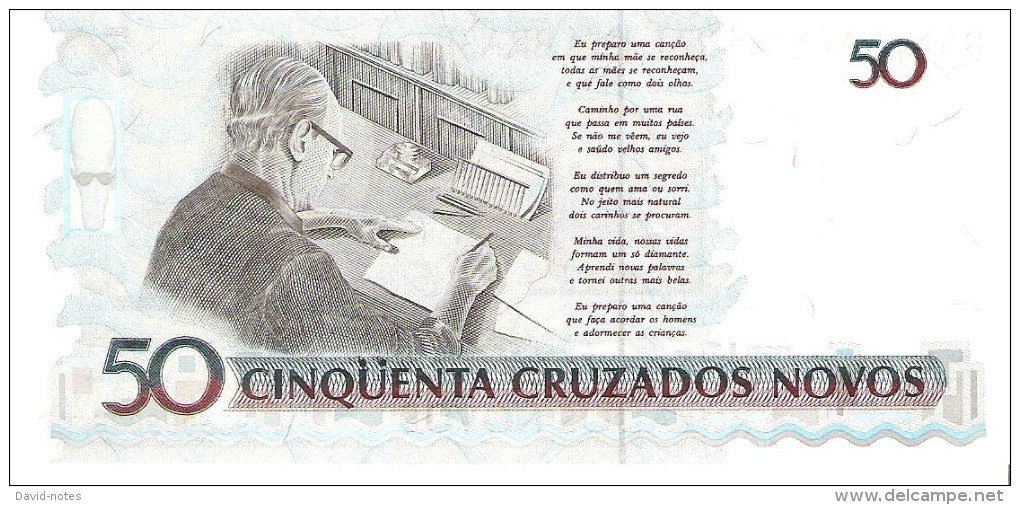 Brazil - Pick 223 - 50 Cruzados Novos = 50 Cruzeiros 1990 - Unc - Brasile