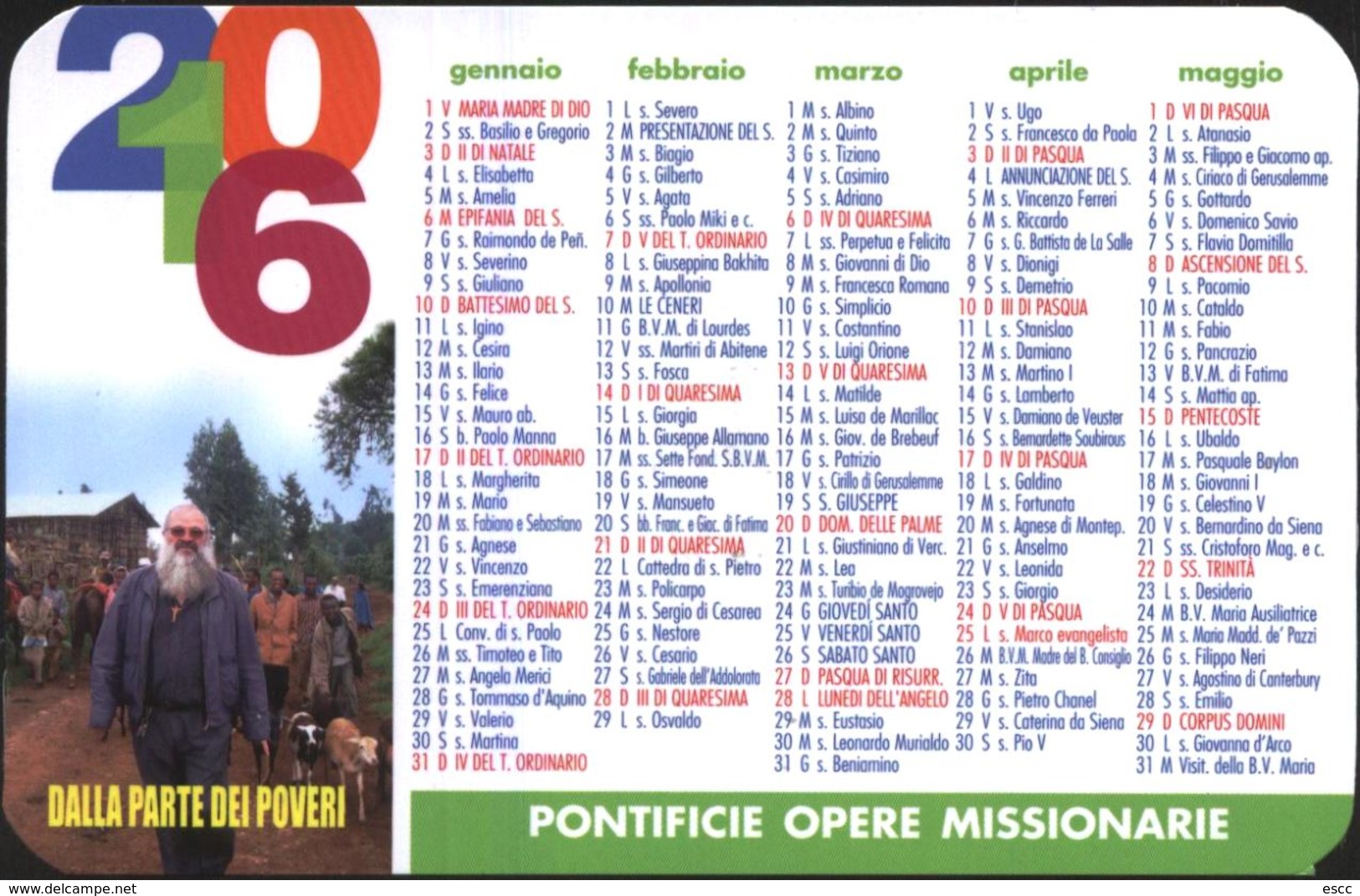 Pocket (small) Calendar Pontifical Mission Societies 2016 From Vtican - Tamaño Pequeño : 2001-...