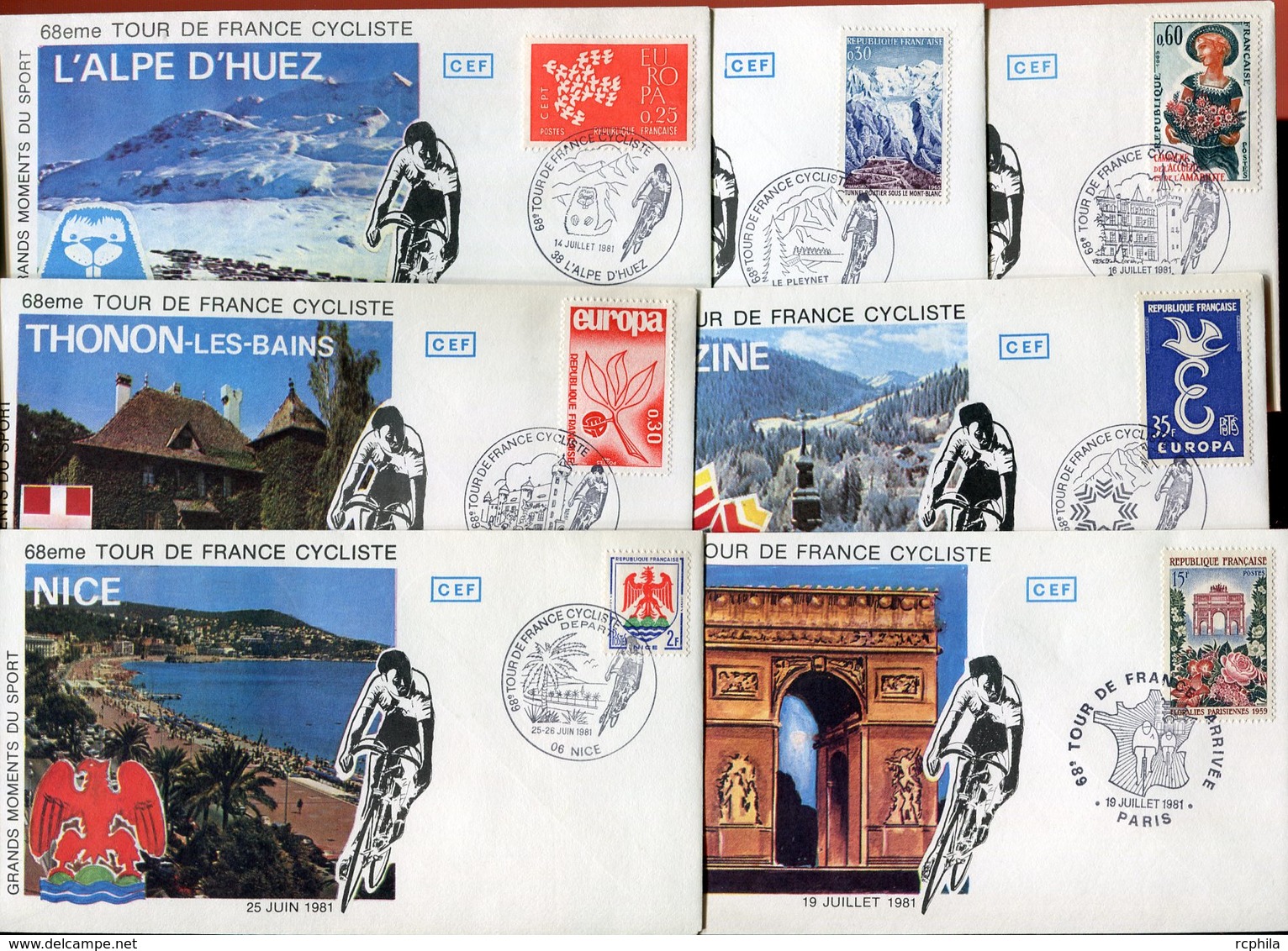 RC 10363 FRANCE 1981 68eme TOUR DE FRANCE CYCLISTE LOT DE 7 ENVELOPPES DIFFERENTES TB - Ciclismo