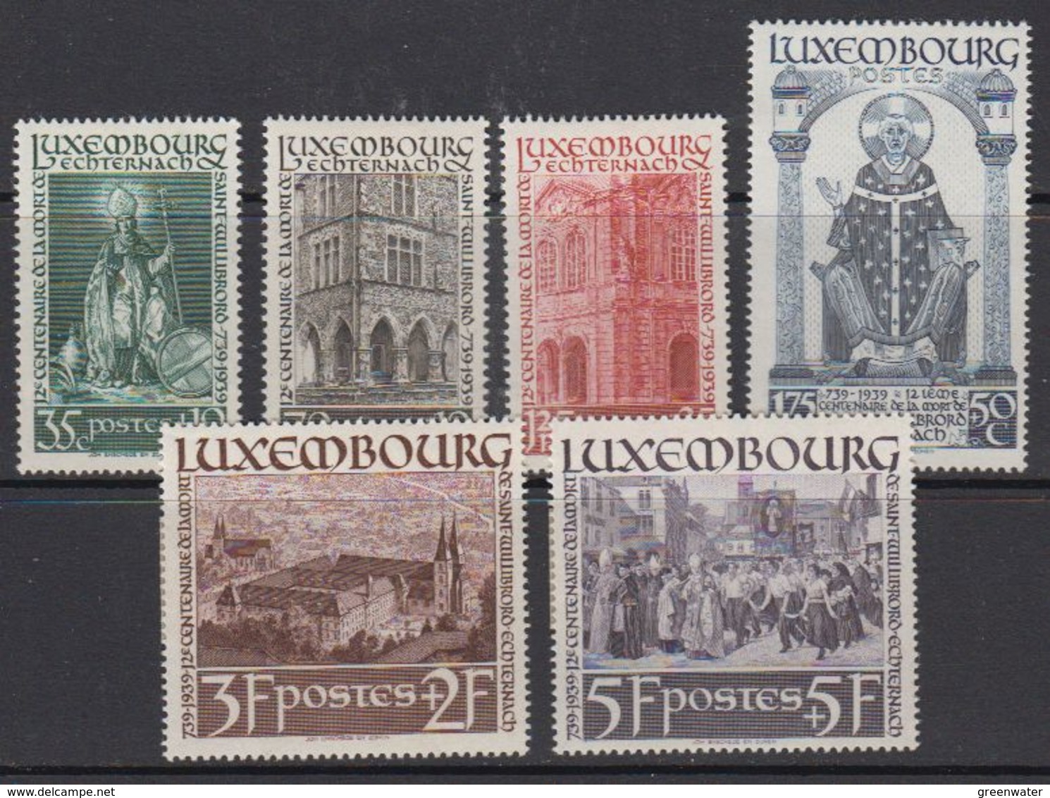 Luxemburg 1938 Hl. Willibrord 6v * Mh (= Mint, Hinged- 1.25fr Value Thin Spot In Gum) (41258) - Ongebruikt