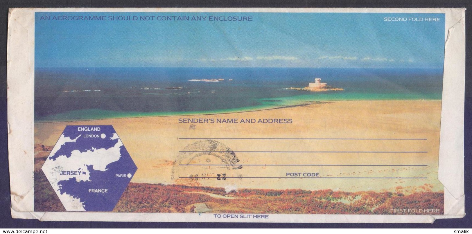JERSEY Postal History, Postage Paid Pictorial Aerogramme Stationery On Festival Of Turism, Used 1990 - Jersey