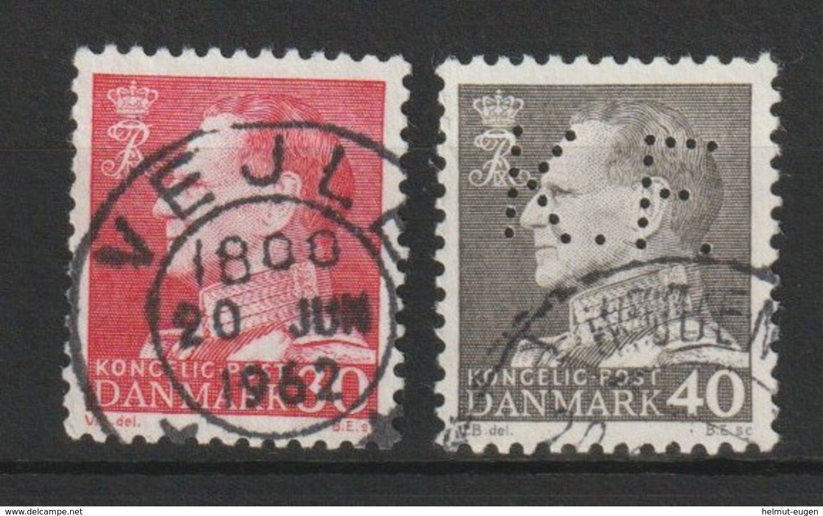 MiNr. 391, 393 Dänemark / 1961, 18. Mai/1962, 29. Nov. Freimarken: König Frederik IX. - Gebraucht