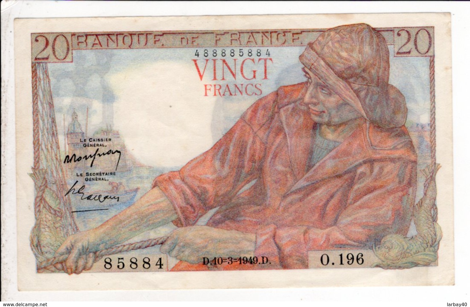 Billet De 20 Francs Pecheur Du 10 3 1949 - 20 F 1942-1950 ''Pêcheur''