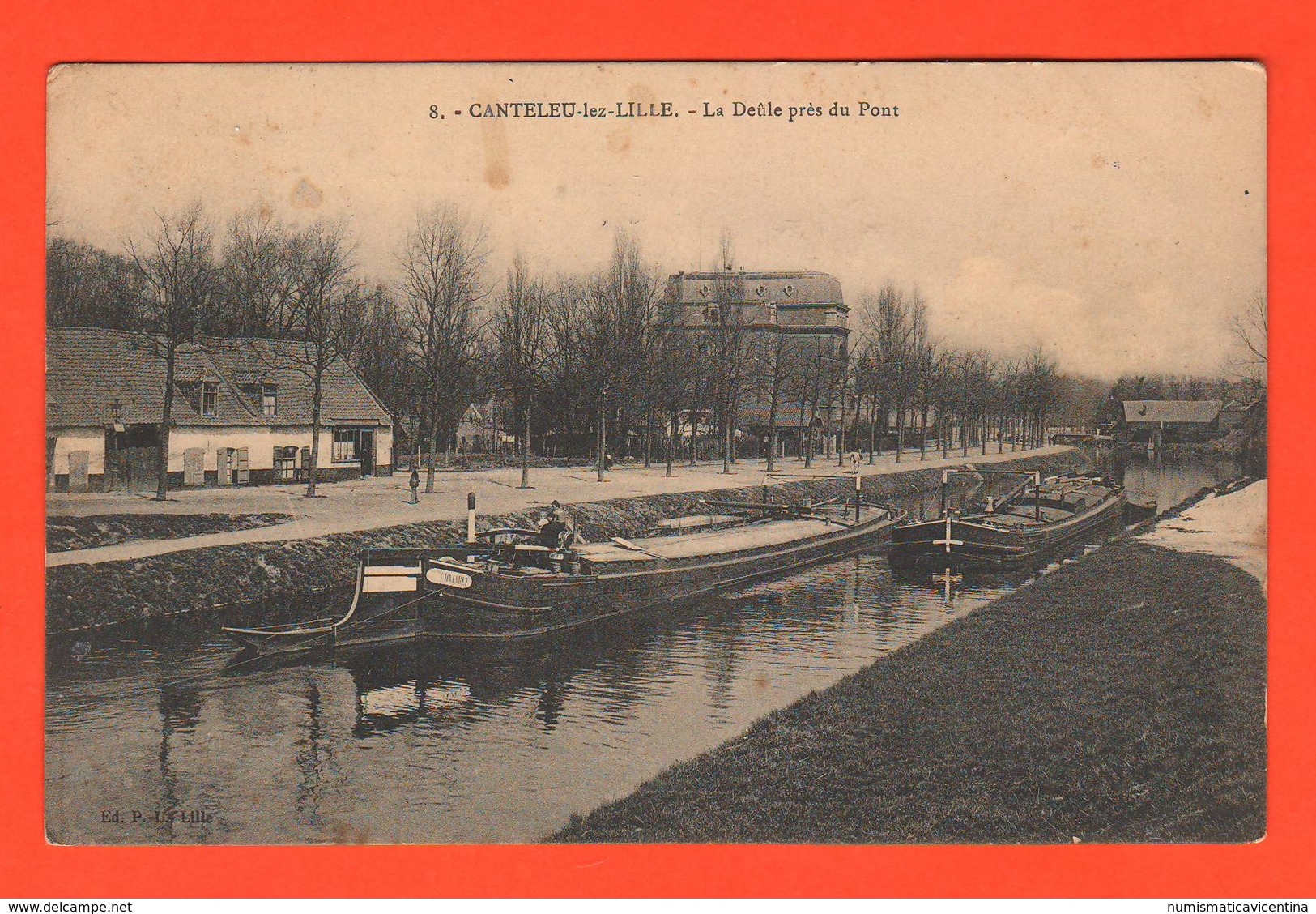 Lille Ryse Péniches Sur La Rivière  Deûle Prè Du Port Cpa 1914 - Sonstige & Ohne Zuordnung