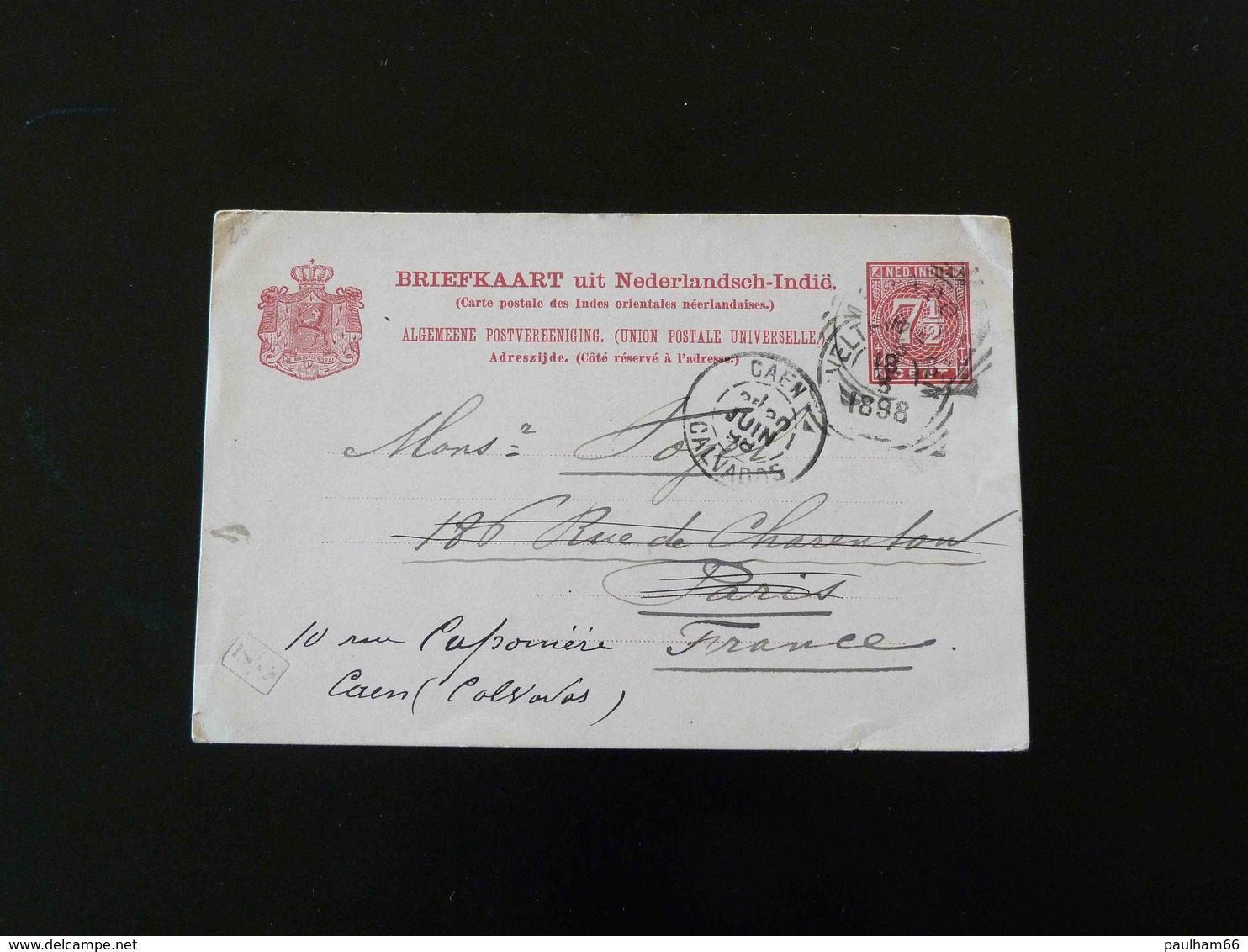 ENTIER POSTAL  -  CARTE POSTALE DES INDES ORIENTALES NEERLANDAISES 7,5 CENT  -  1898  - - Niederländisch-Indien