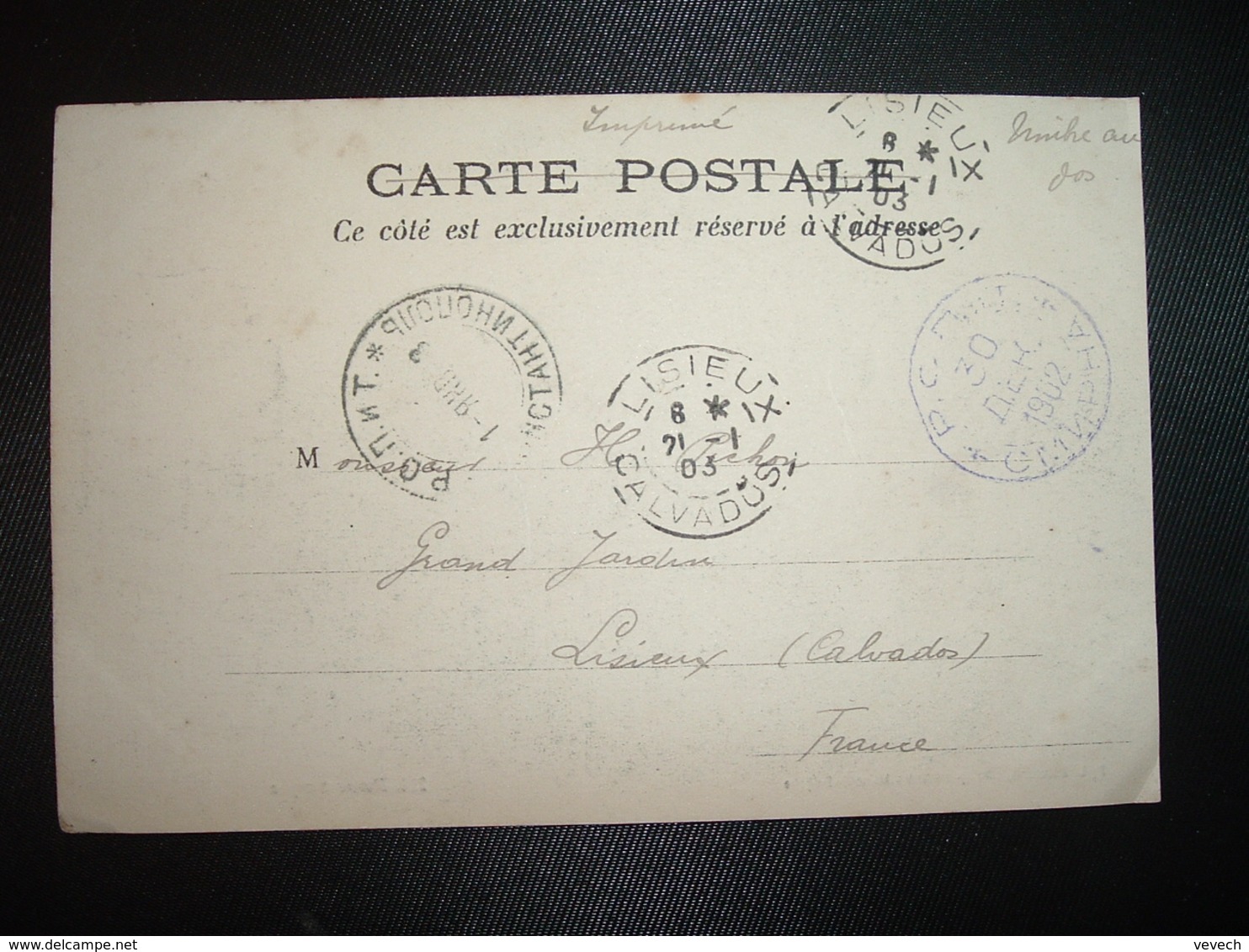 CP DAME TURQUE TP LEVANT RUSSE 2 Surchargé 10 PARA OBL. VIOLETTE 30 DEK 1902 - Turkish Empire