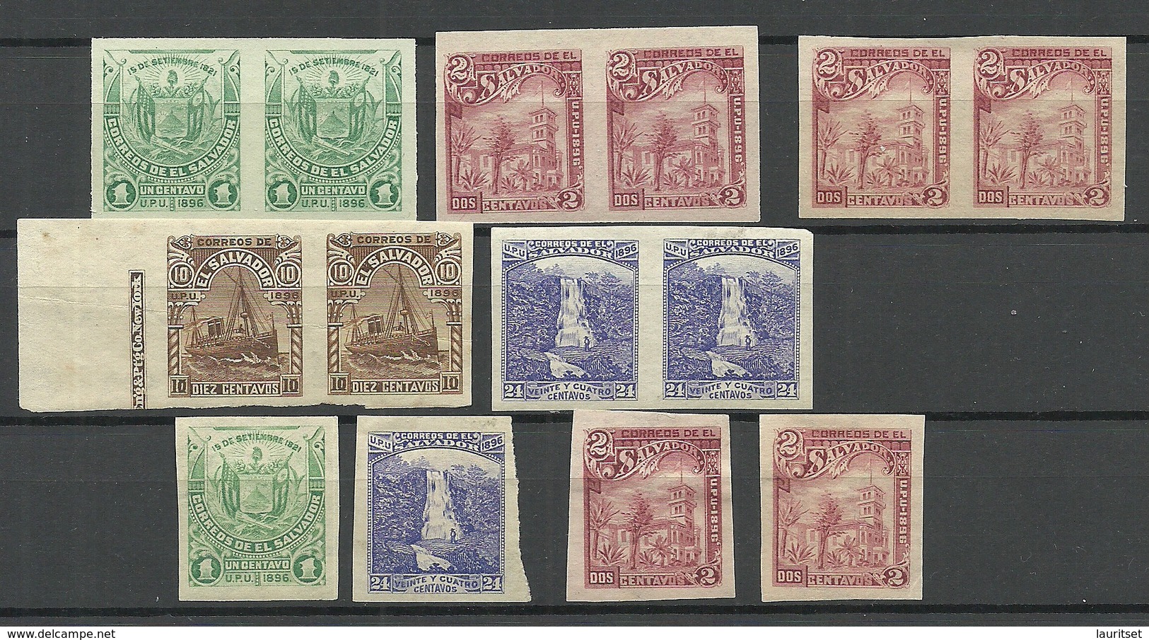 EL SALVADOR 1896 ESSAY Plate PROOF Lot From Michel 141 - 152 - El Salvador